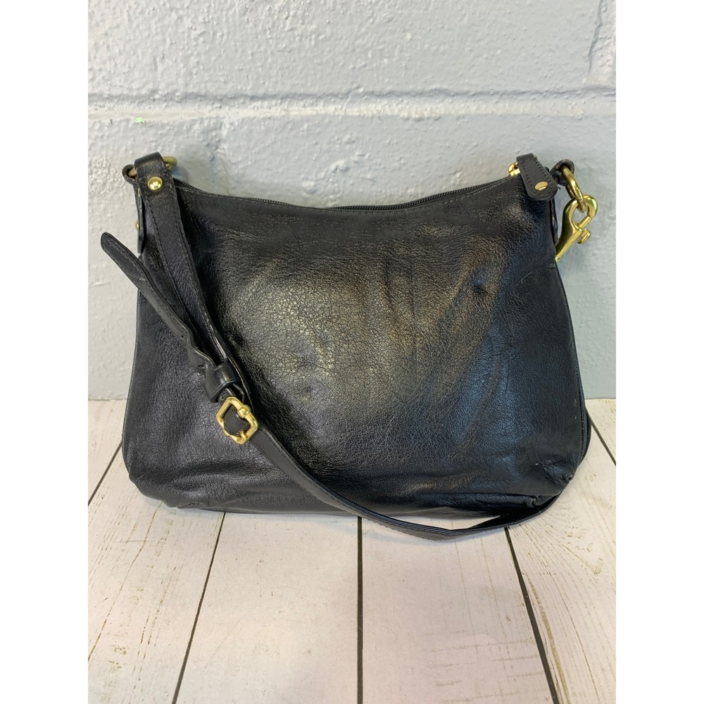 Vintage Y2K Coach Black Pebbled Leather Crossbody Bag Gold Hardware Red Lining - Picture 5 of 9